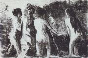 Camille Pissarro Line of bathers USA oil painting artist